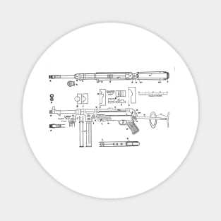 MP40 Submachine Gun Diagram (black) Magnet